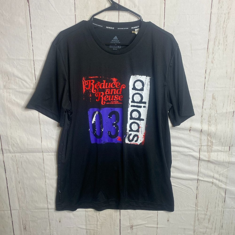 adidas Mens Athletic Tee Recycling Black Large NWT